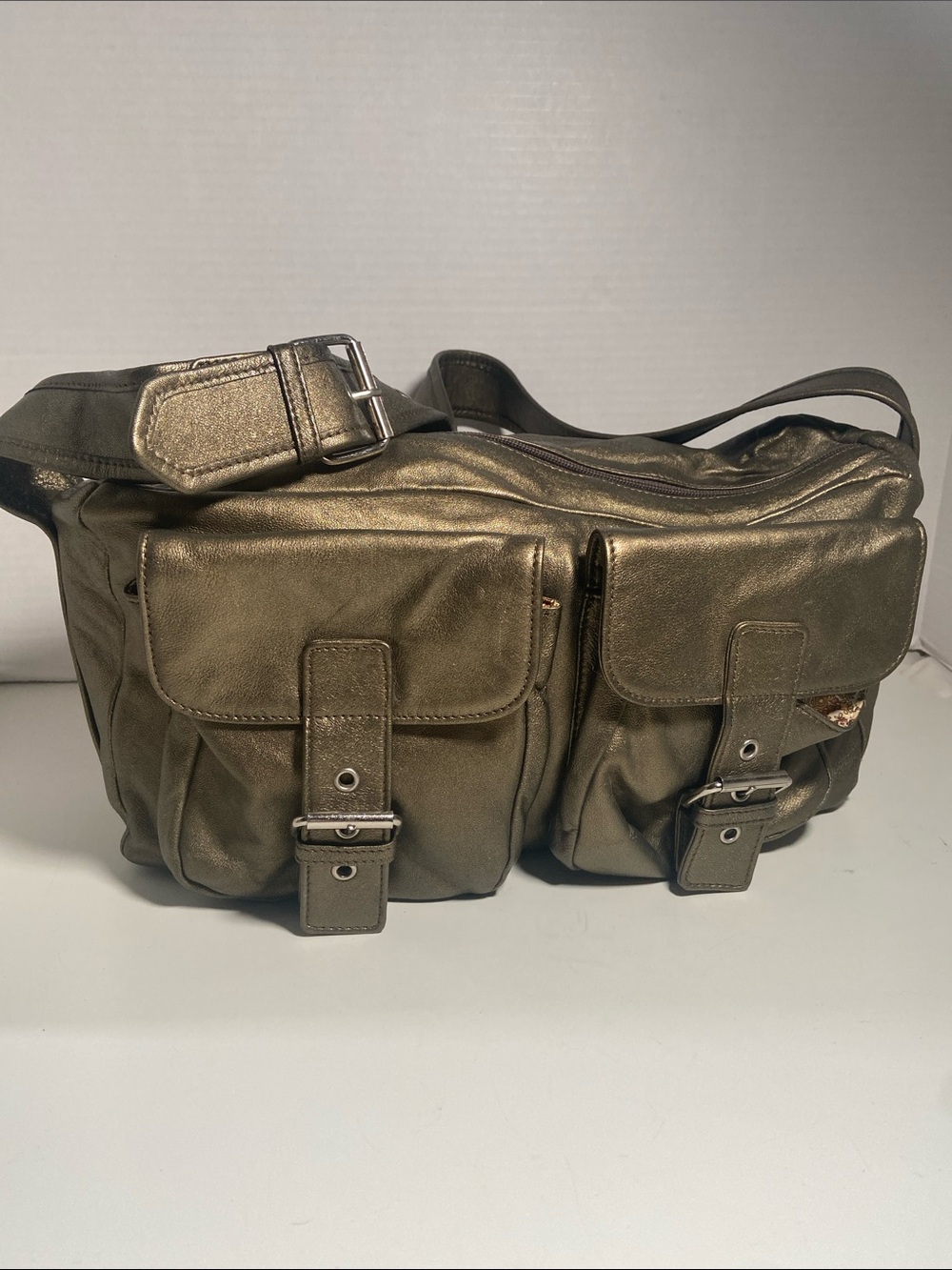 Danier 100% Leather Shoulder Bag in Gold